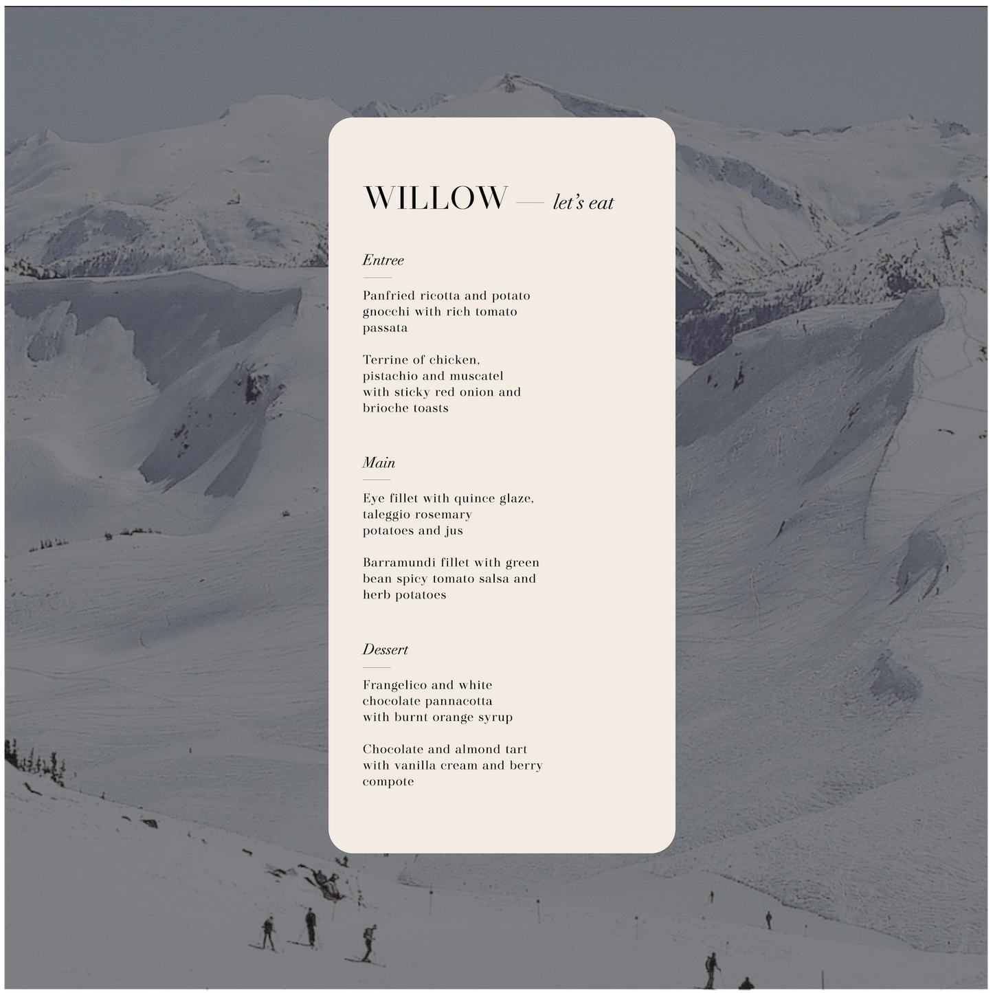 Whistler Menu
