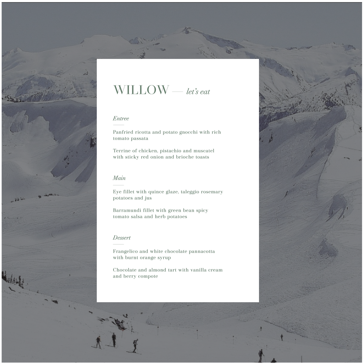 Whistler Menu