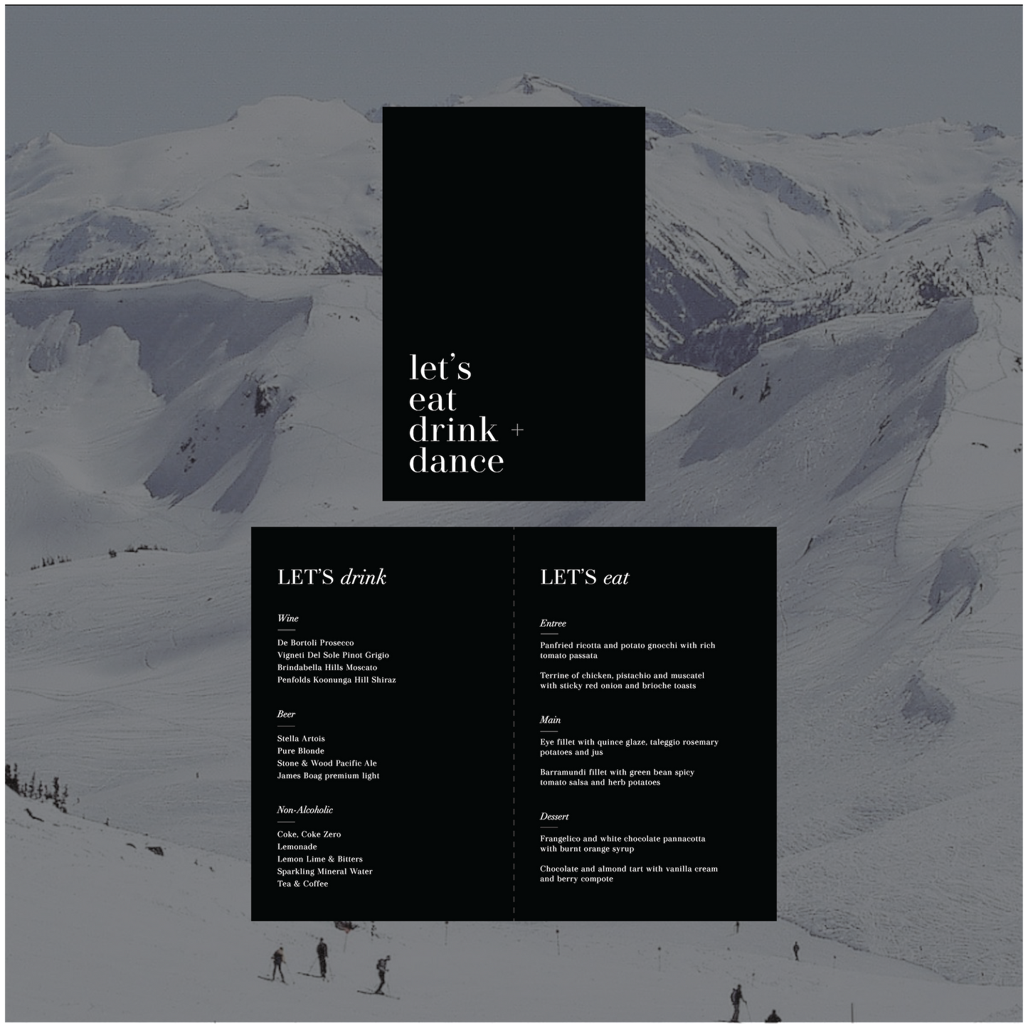 Whistler Standing Table Menu
