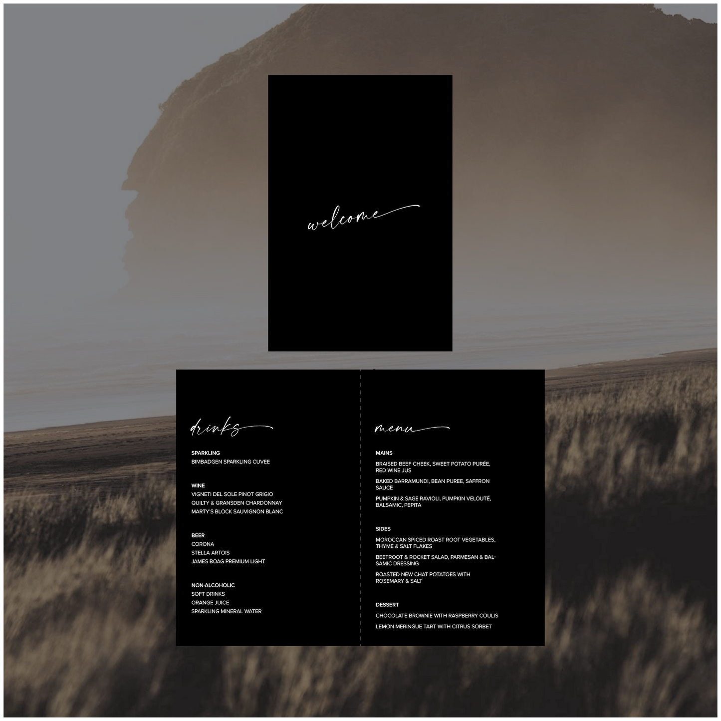 Auckland Standing Table Menu