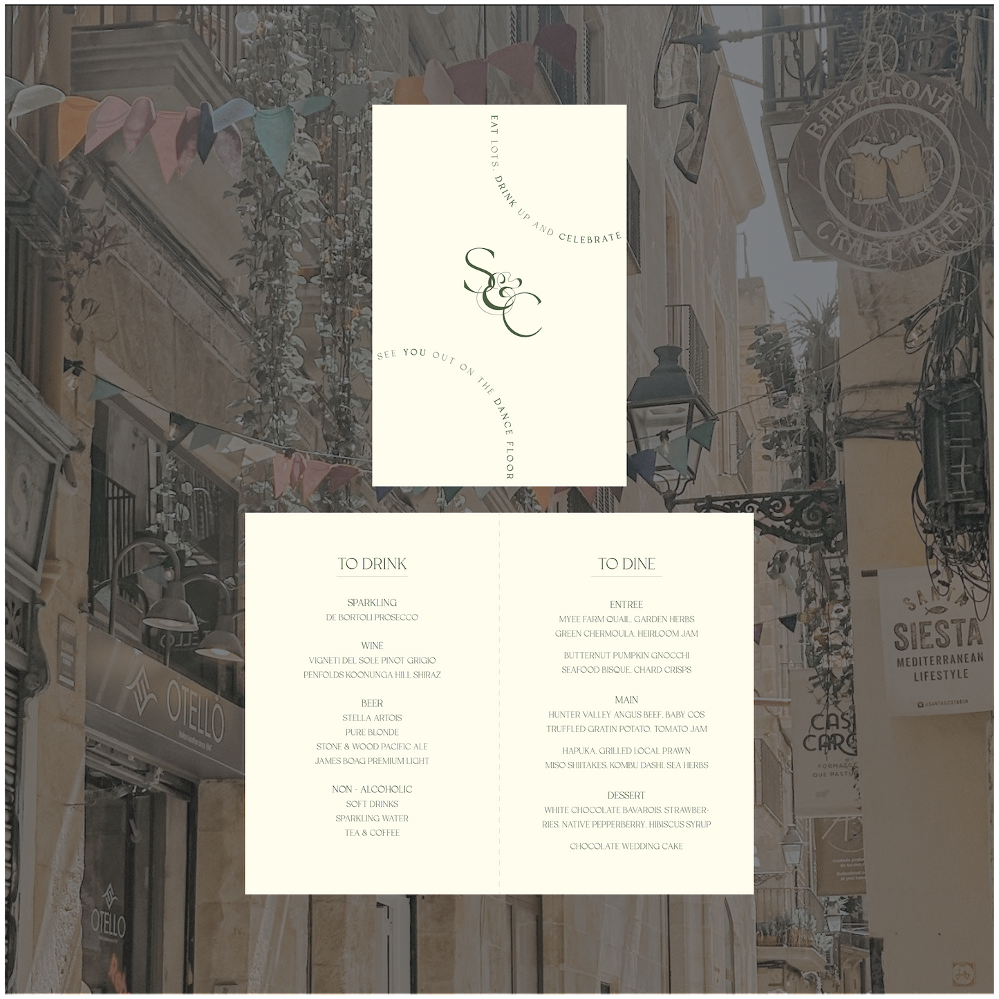 Barcelona Standing Table Menu
