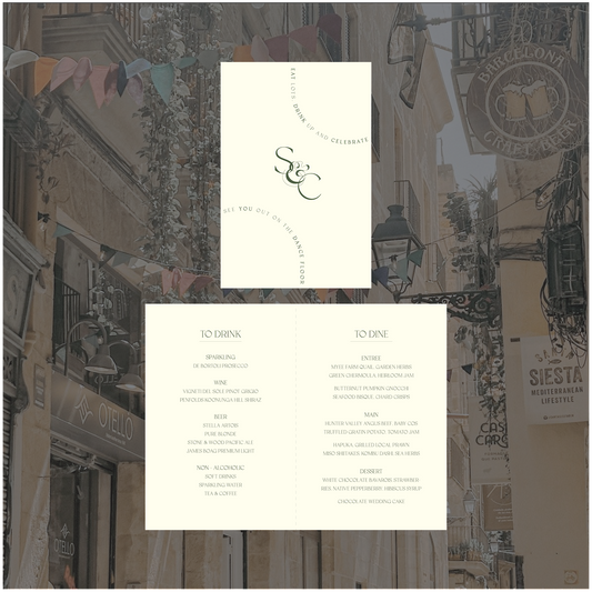 Barcelona Standing Table Menu