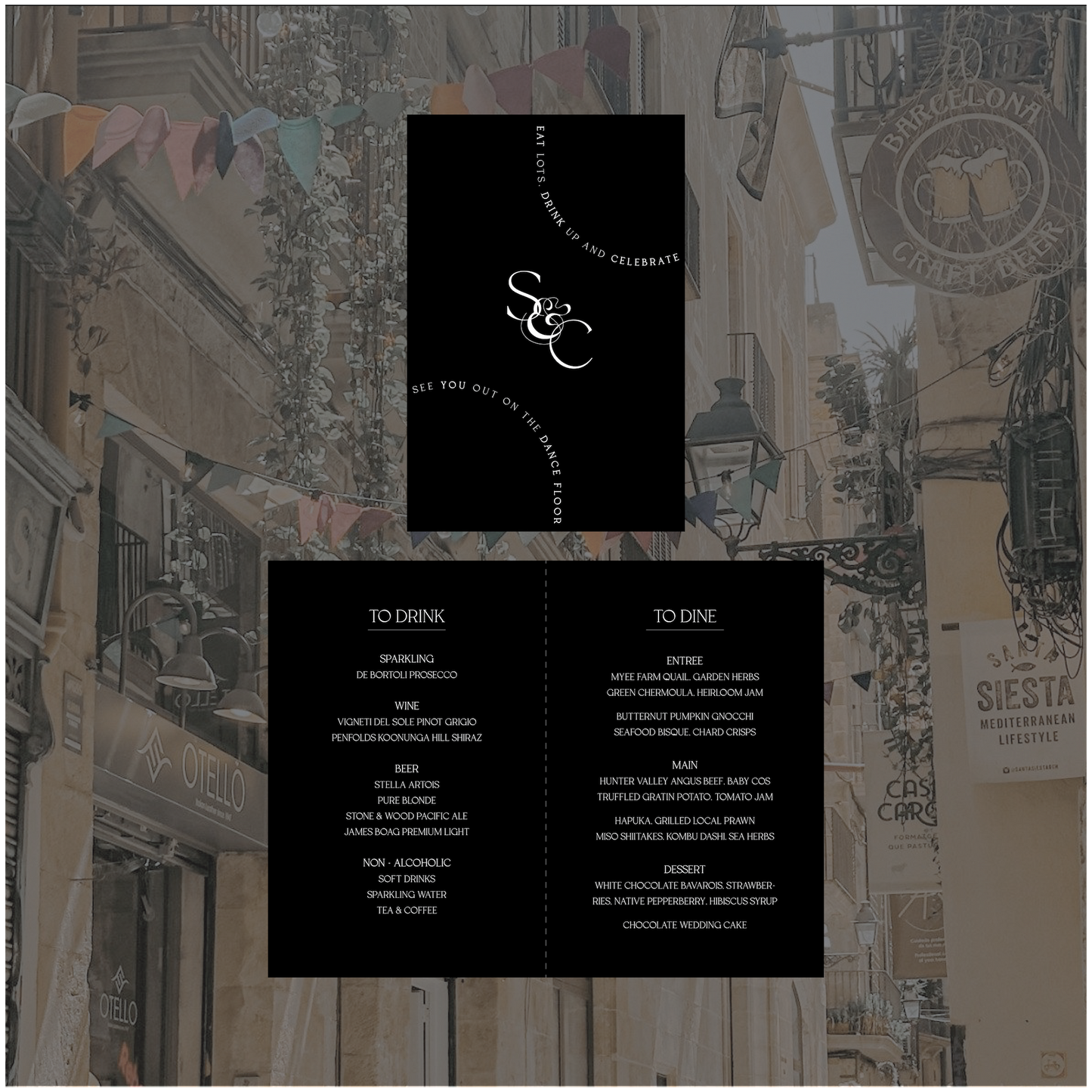 Barcelona Standing Table Menu