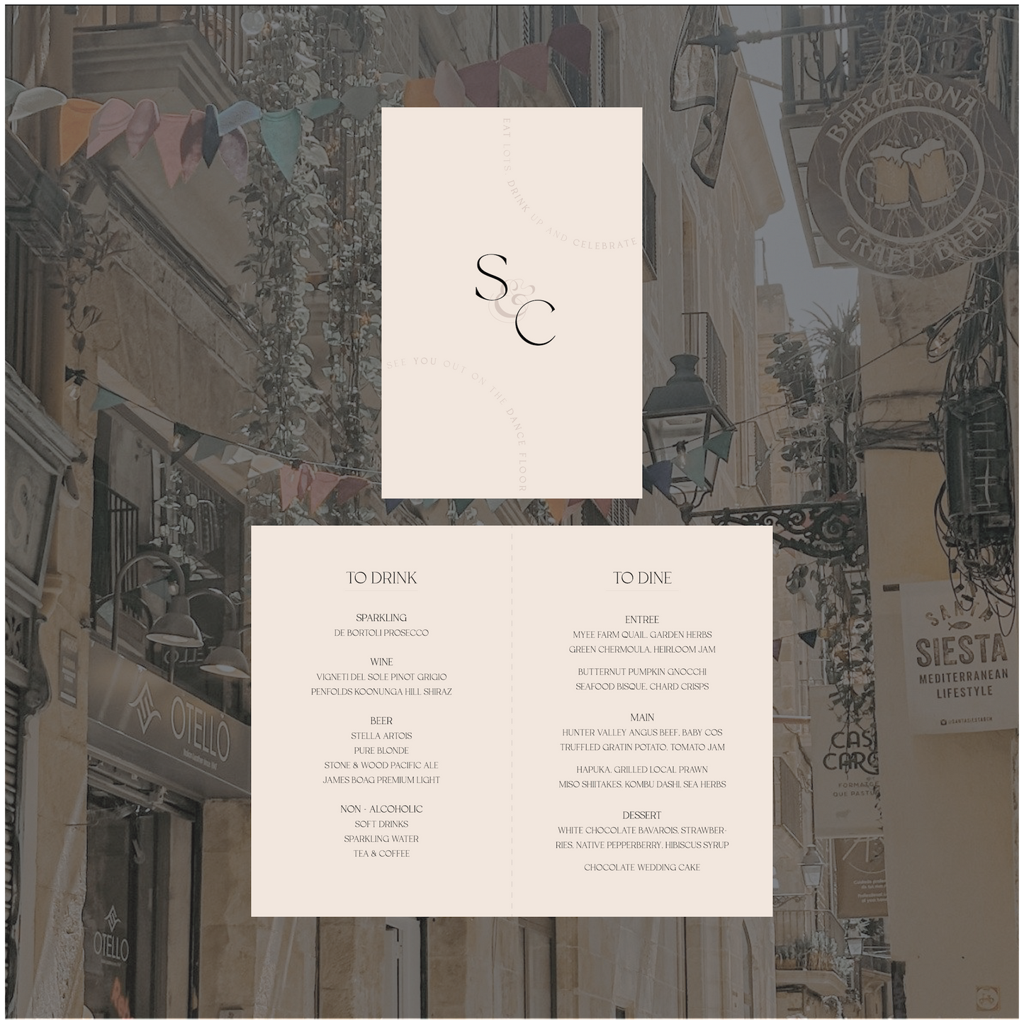 Barcelona Standing Table Menu