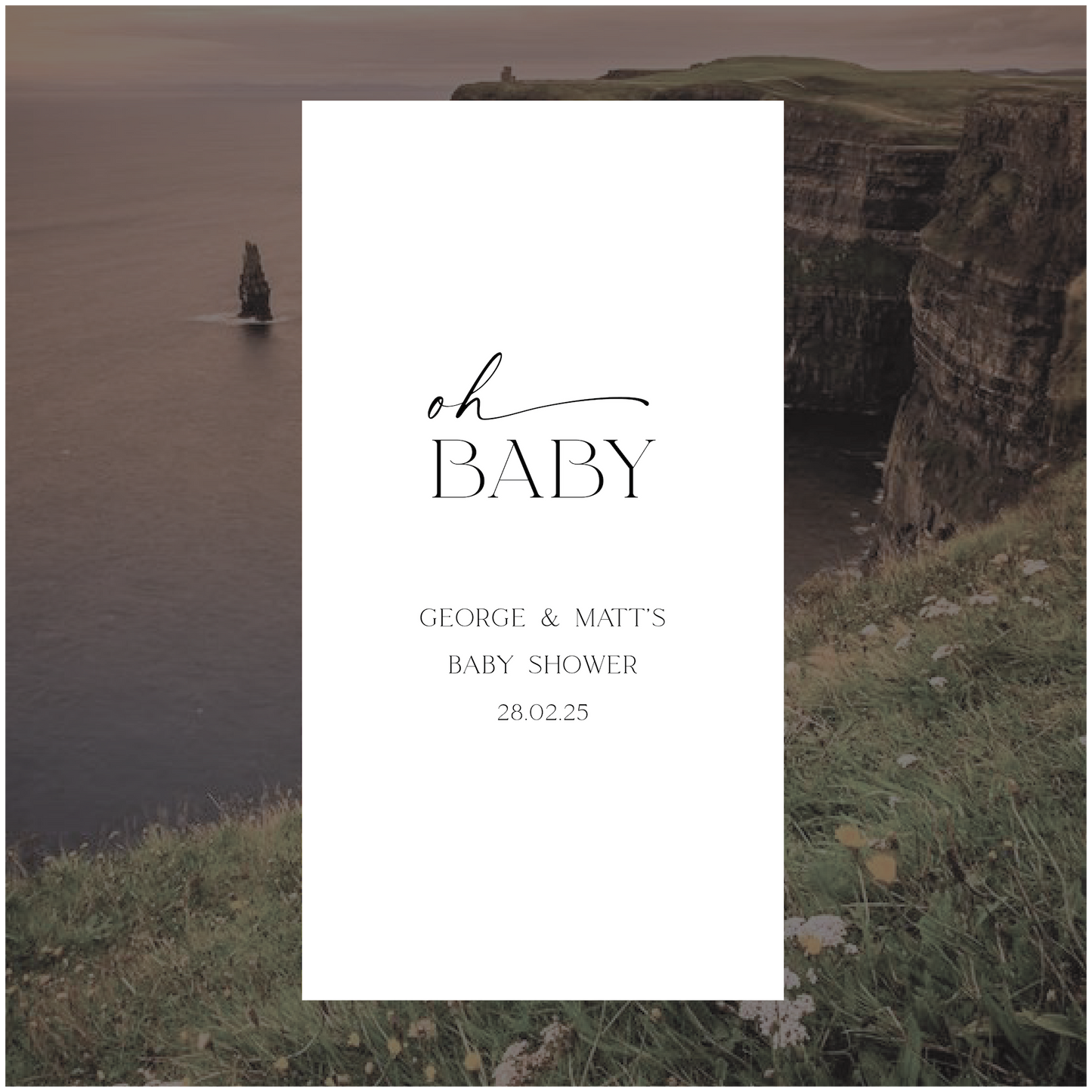 Cliffs of Moher Baby Shower Linen Sign