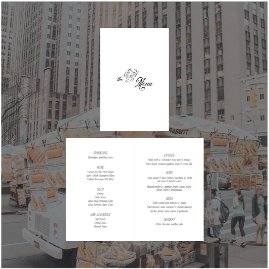 New York Standing Table Menu