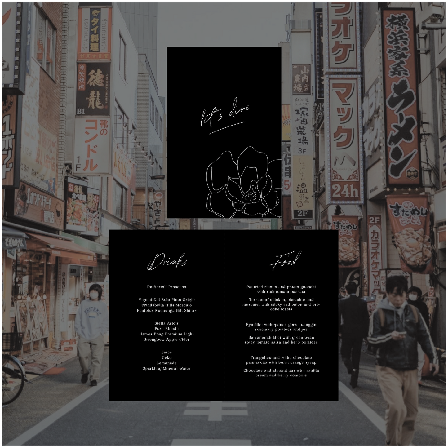 Tokyo Standing  Table Menu
